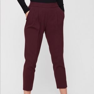 Aritzia Cohen stripe trousers in plum color